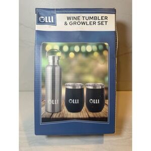 OLLI 3 Piece Set‎ Wine Tumbler & Growler Steel - 750ml Growler, 14oz Tumblers